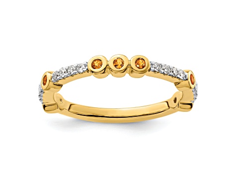 14K Yellow Gold Stackable Expressions Citrine and Diamond Ring 0.30ctw