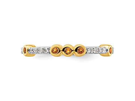 14K Yellow Gold Stackable Expressions Citrine and Diamond Ring 0.30ctw