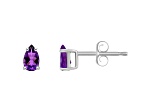 5x3mm Pear Shape Amethyst 14k White Gold Stud Earrings