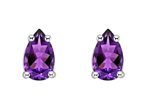 5x3mm Pear Shape Amethyst 14k White Gold Stud Earrings