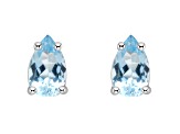 5x3mm Pear Shape Aquamarine 14k White Gold Stud Earrings