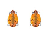 5x3mm Pear Shape Citrine 14k White Gold Stud Earrings