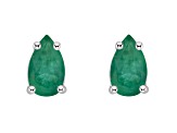 5x3mm Pear Shape Emerald 14k White Gold Stud Earrings