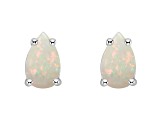 5x3mm Pear Shape Opal 14k White Gold Stud Earrings