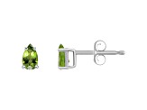 5x3mm Pear Shape Peridot 14k White Gold Stud Earrings