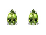 5x3mm Pear Shape Peridot 14k White Gold Stud Earrings