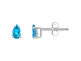 5x3mm Pear Shape Blue Topaz 14k White Gold Stud Earrings