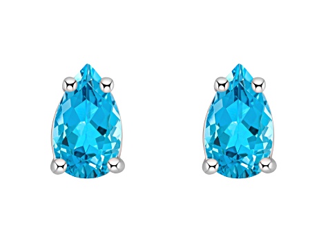 5x3mm Pear Shape Blue Topaz 14k White Gold Stud Earrings