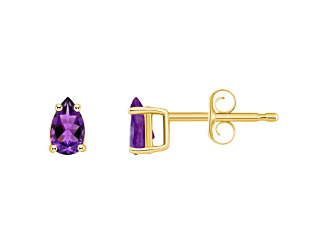 5x3mm Pear Shape Amethyst 14k Yellow Gold Stud Earrings