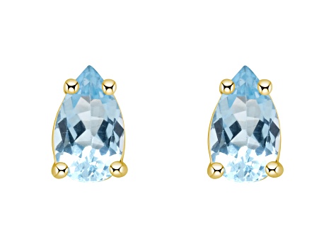 5x3mm Pear Shape Aquamarine 14k Yellow Gold Stud Earrings