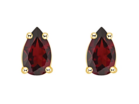 5x3mm Pear Shape Garnet 14k Yellow Gold Stud Earrings