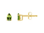 5x3mm Pear Shape Peridot 14k Yellow Gold Stud Earrings