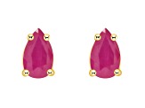 5x3mm Pear Shape Ruby 14k Yellow Gold Stud Earrings