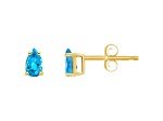 5x3mm Pear Shape Blue Topaz 14k Yellow Gold Stud Earrings