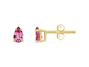 5x3mm Pear Shape Pink Topaz 14k Yellow Gold Stud Earrings