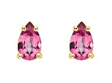 5x3mm Pear Shape Pink Topaz 14k Yellow Gold Stud Earrings