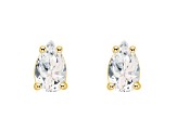 5x3mm Pear Shape White Topaz 14k Yellow Gold Stud Earrings