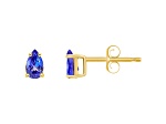 5x3mm Pear Shape Tanzanite 14k Yellow Gold Stud Earrings
