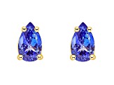 5x3mm Pear Shape Tanzanite 14k Yellow Gold Stud Earrings