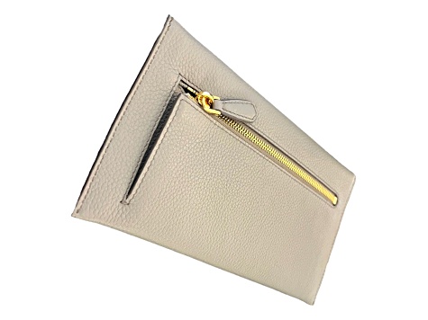 Prada Gray Vitello Grain Leather Long Envelope Wallet