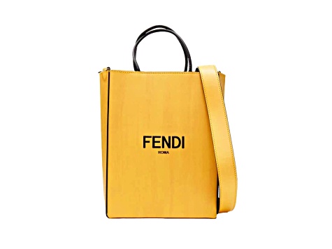 Fendi Roma 2Way Vitello Embossed Yellow Leather Crossbody Shopping Tote Bag 1D541A JTV