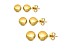 14K Yellow Gold Ball Stud Earrings (3-Pair-Pack)