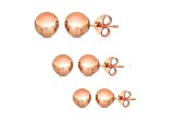 14K Rose Gold Ball Stud Earrings (3-Pair-Pack)