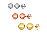 14K Gold Ball Stud Earrings (3-Pair-Pack)