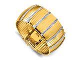 14K Yellow Gold with White Rhodium Diamond Wide Band 7.25-inch Bracelet 1.35ctw