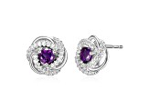 Purple Amethyst Rhodium Over Sterling Silver Earrings