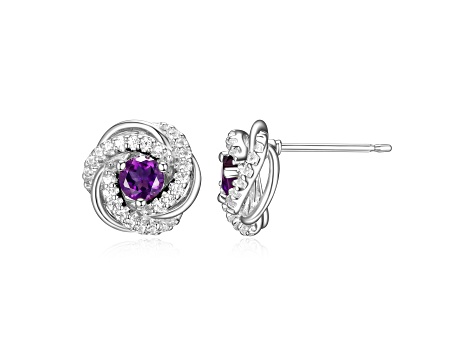 Purple Amethyst Rhodium Over Sterling Silver Earrings
