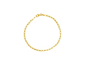14K Yellow Gold 5.65mm x 2.50mm Paper Clip Chain Bracelet with Pear Shaped Lock 7.25 inch