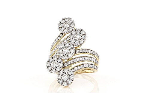 White Diamond 14k Yellow Gold Bypass Ring 2.00ctw