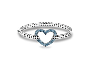 Silver Treasures by Samuel B. Blue Topaz Sterling Silver Heart Bangle Bracelet 1.80ctw