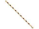 Sterling Silver Gold-tone 5mm 4.05ctw Garnet Paperclip Chain Bracelet