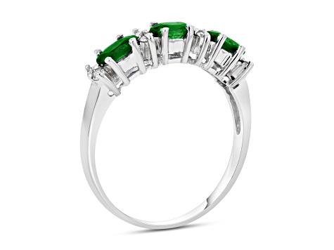 0.75ctw Emerald and Diamond Band Ring in 14k White Gold