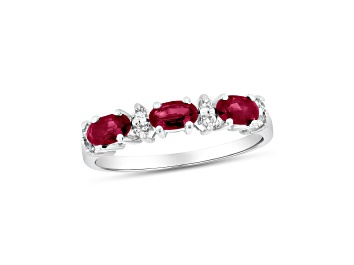 Picture of 0.90ctw Ruby and Diamond Band Ring in 14k White Gold