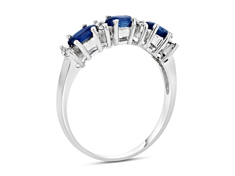 1.05ctw Sapphire and Diamond Band Ring in 14k White Gold