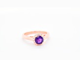 6mm Round Amethyst 18K Rose Gold Over Sterling Silver Ring, 0.73ctw