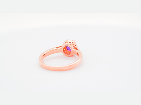 6mm Round Amethyst 18K Rose Gold Over Sterling Silver Ring, 0.73ctw