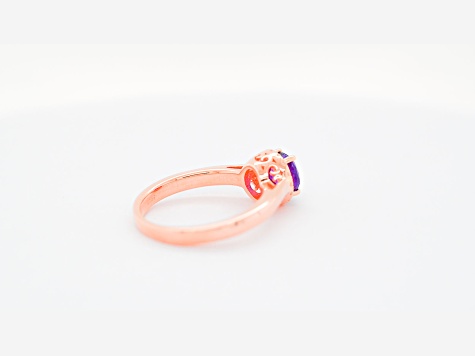 6mm Round Amethyst 18K Rose Gold Over Sterling Silver Ring, 0.73ctw