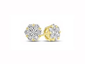 0.50cttw Diamond Cluster Earring set in 14k Yellow Gold