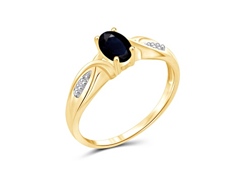 Black Sapphire 14K Gold Over Sterling Silver Ring 0.56ctw