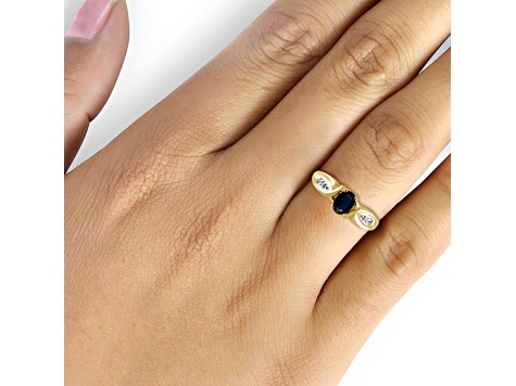 Black Sapphire 14K Gold Over Sterling Silver Ring 0.56ctw