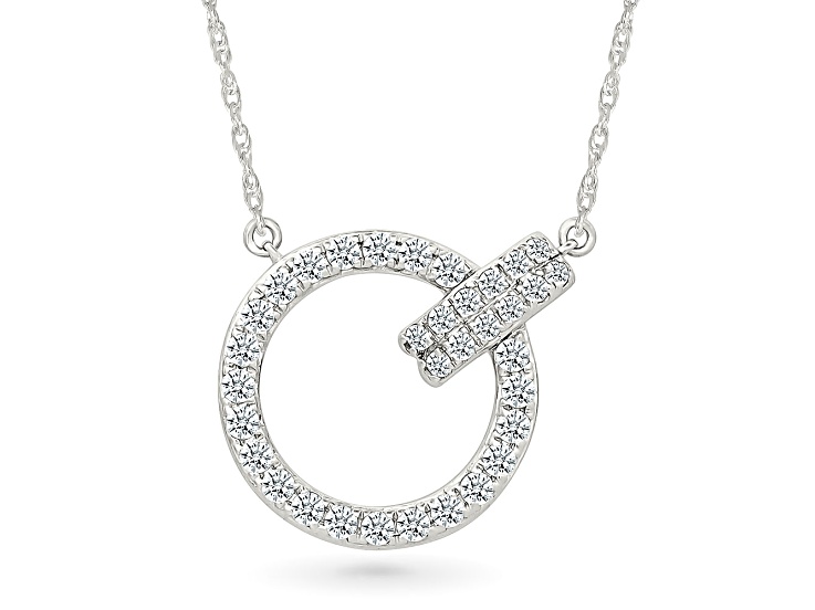 White Diamond Rhodium Over Sterling Silver Station Necklace 0.50ctw