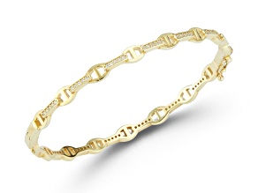Sterling Statements 14K Yellow Gold Over Sterling Silver Cubic Zirconia Mariner Bangle Bracelet
