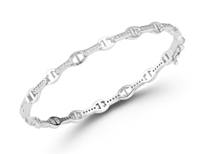 Sterling Statements Rhodium Over Sterling Silver Cubic Zirconia Mariner Bangle Bracelet