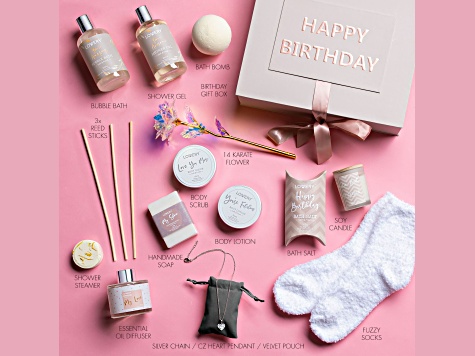 Lovery Birthday Gift Basket - 20 pc Luxury Birthday Spa Gift Box
