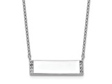 Rhodium Over Sterling Silver Polished Cubic Zirconia Bar Necklace