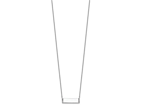 Rhodium Over Sterling Silver Polished Cubic Zirconia Bar Necklace